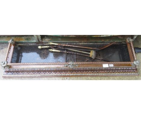BRASS FIRE SURROUND &amp; FIRESIDE TOOLS