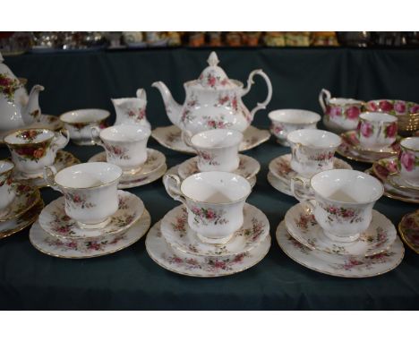 A Collection of Royal Albert Lavender Rose to Include Six Trios, Teapot, Sugar, Cream and Cake Plate 