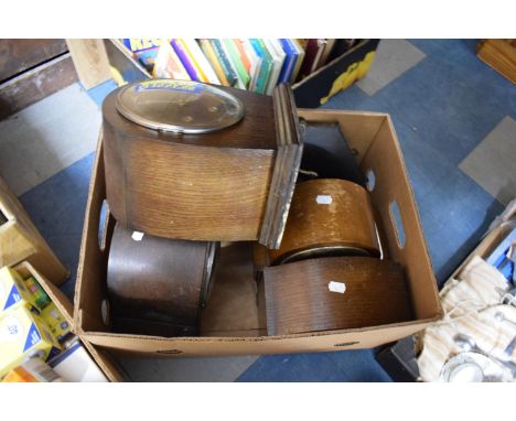 A Box Containing Six Vintage Mantel Clocks for Restoration 