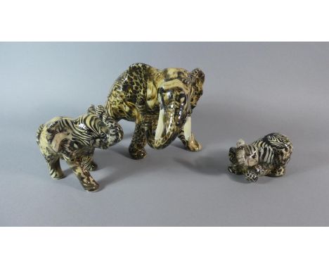 A Ceramic Elephant and Two Calves 