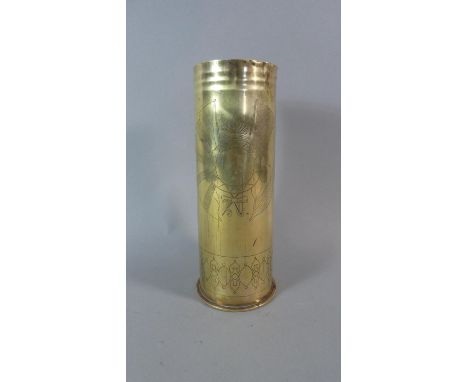 A Trench Art Shell Case Dated Oct 1915 Inscribed "Souvenir of the World War 1914-18" 