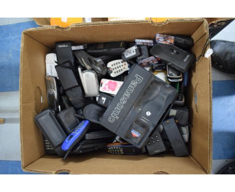 A Box Containing Large Quantity of Vintage Mobile Phones, Philips Dictators etc 