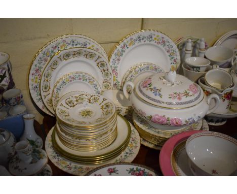 A Collection of Floral Pattern Tea and Dinnerwares to Include Lidded Tureen, Dinner and Side Plates by Royal Kent, Royal Crow