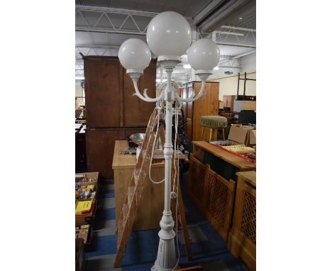 A Modern Reproduction Standard Lamp in the Form of a Three Branch Street Lamp, 190cm High 