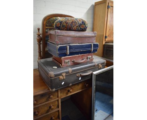 A Collection of Four Various Vintage Suitcases and Document Cases 