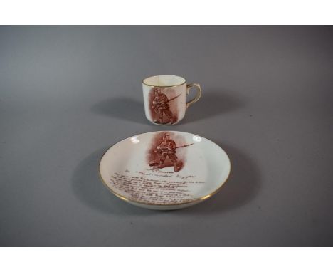 A Macintyre Burslem Boer War Cup and Saucer Printed with "A Gentleman in Khaki" by R.Caton Woodville, 1899 Illustration and I