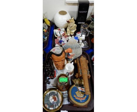 A Royal Doulton Jessie Owens character jug, HMS Victory memorabilia, Spode fish vase etc Condition Report:Available upon requ