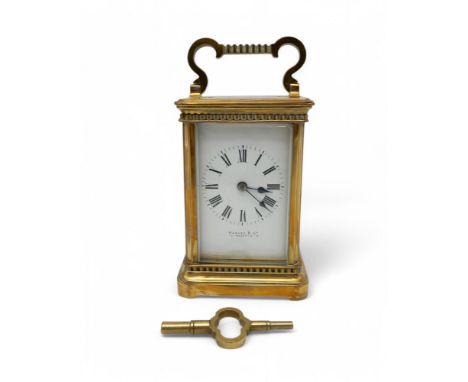 A chiming carriage clock retailed by Hawley &amp; Co, Regent St Condition Report:winds and ticks