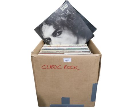 VINYL RECORDS a good box of pop and rock and prog rock vinyl LP records to include David Bowie, Rolling Stones, Eric Clapton,