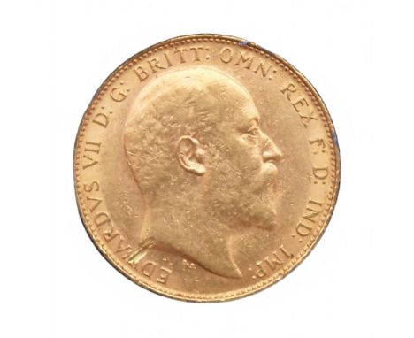 Edward VII&nbsp;(1901-1910) Sovereign 1907 Obverse portrait of King Edward VII facing right legend around&nbsp;EDWARDVS VII D