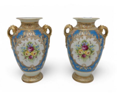 A pair of Noritake vases decorated with flowers Condition Report:Available upon request