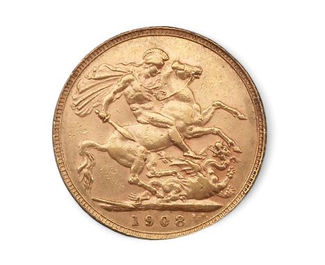 EDWARD VII&nbsp;(1901-1910)&nbsp;1 Sovereign 1908 Obverse portrait of King Edward VII facing right legend around&nbsp; EDWARD