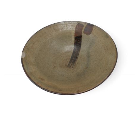 William Staite Murray (1881-1962) a stoneware bowl in mottled oatmeal glaze with iron brush stroke decoration, impressed M ma
