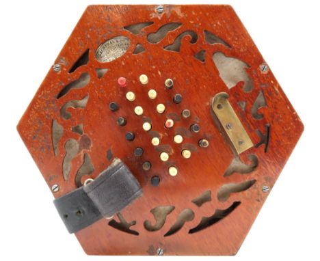 A&nbsp;LACHENAL &amp; CO forty-eight key concertina, with four bellows, and fretted mahogany sides, no.54815, comes with a fi