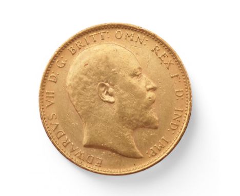 Edward VII&nbsp;(1901-1910) Sovereign 1904 Obverse portrait of King Edward VII facing right legend around&nbsp;EDWARDVS VII D