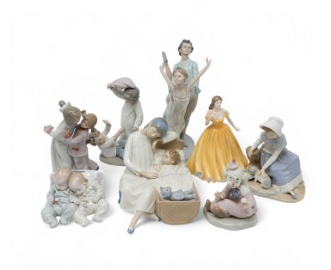 A Nao figure group of dancers, other Nao figures, Lladro figures and a Royal Doulton figure Elizabeth Condition Report:Availa