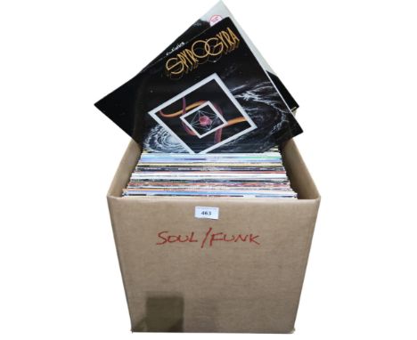 VINYL RECORDS a good box of soul and funk vinyl LP records with Spyro Gira, Hot Chocolate, Michael Jackson, Freez, Shalamar, 