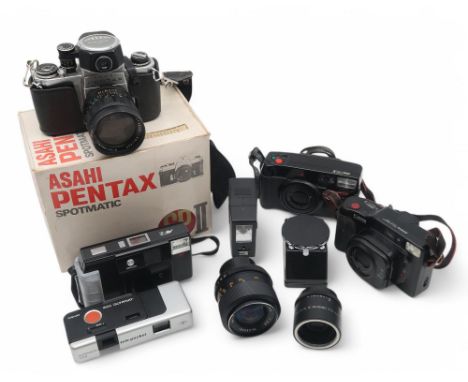 Camera equipment, comprising an Asahi Pentax fitted with Soligor Wide-auto 1:2.8 f=28mm lens, a similar Unitor Auto-wide lens
