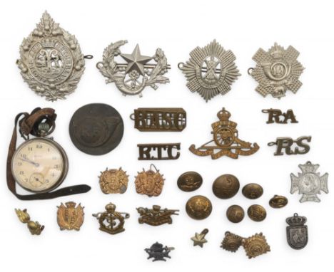 A hallmarked silver Indian Army Royal Garhwal Rifles cap badge by Goldsmiths &amp; Silversmiths Co., Birmingham, 1939; with a