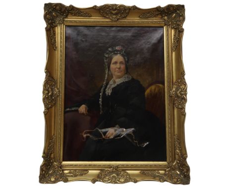 19th CENTURY ENGLISH SCHOOL &nbsp;PORTRAIT OF A LADY &nbsp;Oil on board, 60 x 44cm Condition Report:Available upon request