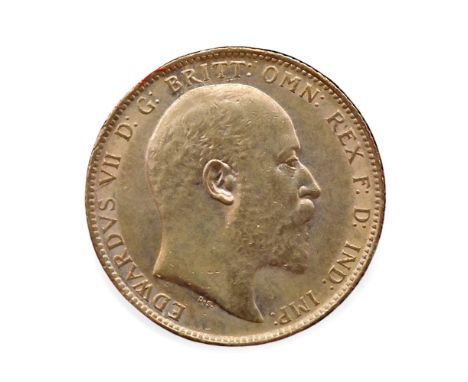 Edward VII&nbsp;(1901-1910) Sovereign 1903 Obverse portrait of King Edward VII facing right legend around&nbsp;EDWARDVS VII D