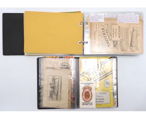 An album of historic football ephemera, to include a programme for the February 27th 1904 Sheffield United Reserve vs. Whitwi