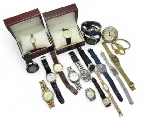 Collection of wristwatches, including two gold-plated Rotary examples, and others marked Accurist, Sekonda, Citizen, Casio, S