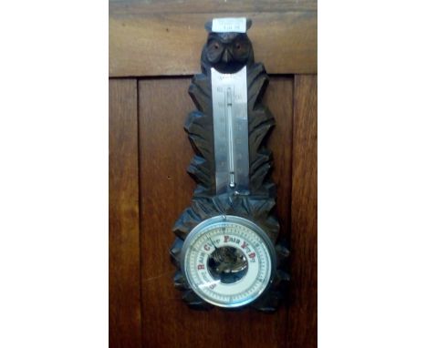 Black forest type wall barometer/thermometer 