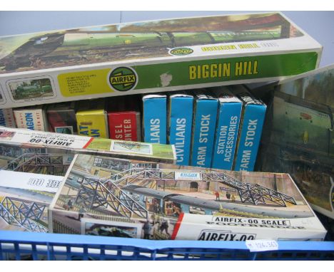 A Quantity of Airfix Plastic Model Kits and Accessories Predominantly Railway Themed, including #05651-7 Biggin Hill (2), #02