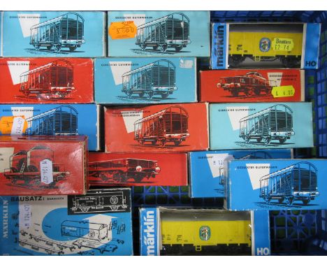 A Quantity of 'HO' Scale Marklin Box Van, Wagons, etc. fair, (15)