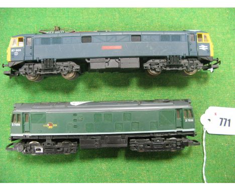 Two '00' Gauge Diesel Locomotives, class 25 'Bo -Bo' D7596 by Hornby Class 87 AC Electric by Lima (non working pantograpgh) p