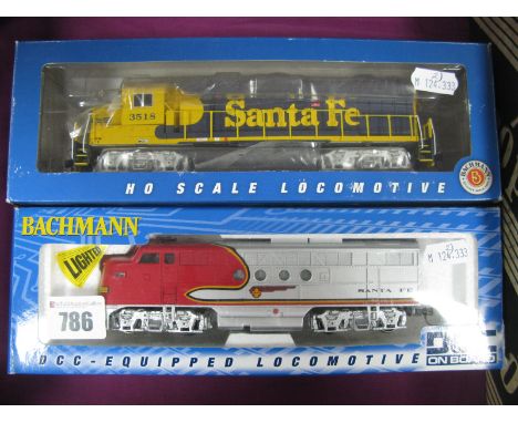 Two Boxed Bachmann "HO" Gauge Outline American Diesel Locomotives, #60102 FT-A Unit Locomotive Santa Fe, silver and red liver