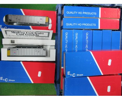 A Quantity of 'HO' Scale American Outline E & C Union Pacific Box Van Kits, fair. (12)