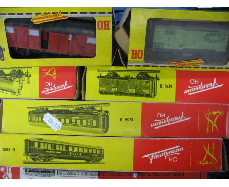 Eight "HO" Gauge Rolling Stock Coaches, Vans, Tanker by Fleischmann Germany), not always in correct box.