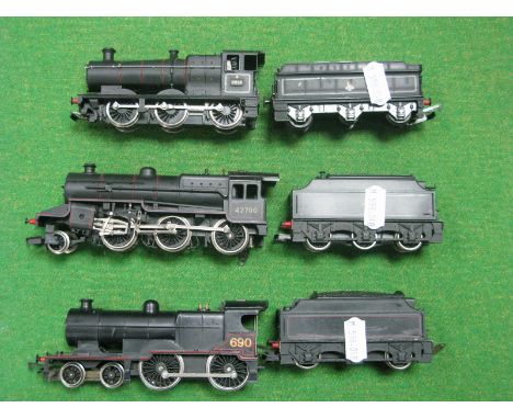 Three "00" Gauge BR And L.M.S Black Locomotives, L.M.S class 2P/ 690 4-4-0 (incorrect tender ), Mainline Collett class 2213, 
