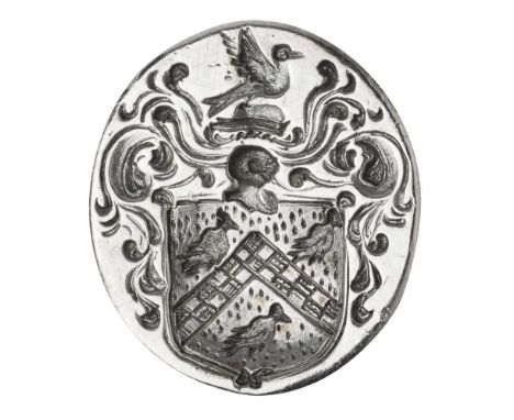 ABERDEEN - A SCOTTISH PROVINCIAL DESK SEAL  A MID-18TH-CENTURY WOODEN AND SILVER DESK SEAL the wooden baluster handle with fl