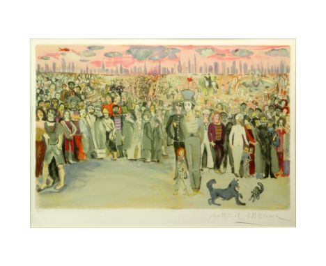Marcel (Mime) Marceau, French (1923-2007) Color Lithograph, "Le Voyage de Bip" Pencil Signed and Numbered 8/275. Good conditi