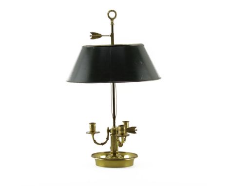Vintage Bouillotte Desk Lamp with Painted Tole Shade. Good condition. Measures 22-1/2" H. Shipping: Third party (estimate $20