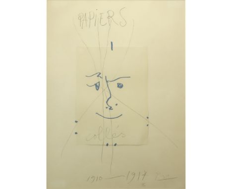 After: Pablo Picasso (1881-1973) Original Color Lithograph, "Papiers Colles, Dated 1910-1914" (Frontispiece) Pencil Signed an