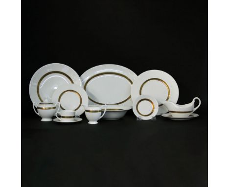 Fifty-Six (56) Piece Coalport "Val D'or" Porcelain Dinner Service. Includes: 12 dinner plates, 12 salad plates, 12 bread/butt
