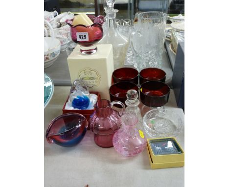 Collection of ruby, cranberry and other glassware