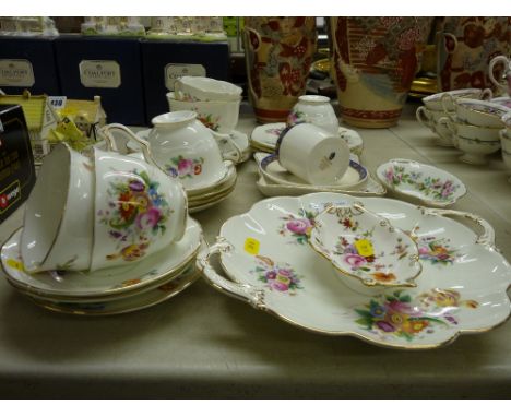 Coalport 'June Time' part tea service, Royal Crown Derby pin dish etc