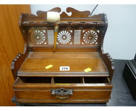 Vintage oak pipe rack with single front drawer