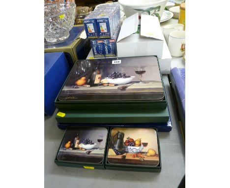 Quantity of boxed placemats and halogen and other light/lamp bulbs