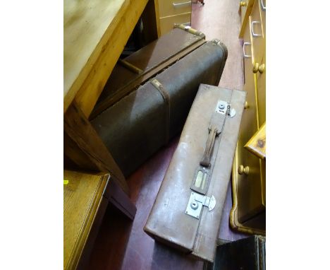 Vintage leather suitcase and one other item of vintage luggage