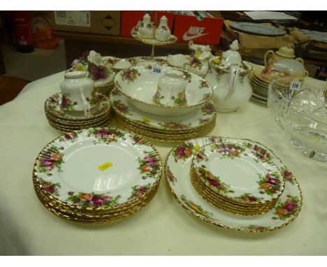 Forty plus pieces of Royal Albert 'Old Country Roses' teaware including a teapot (first and seconds quality)