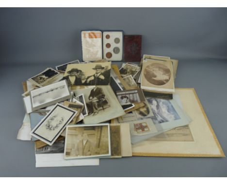 Collection of vintage family photographs and other ephemera