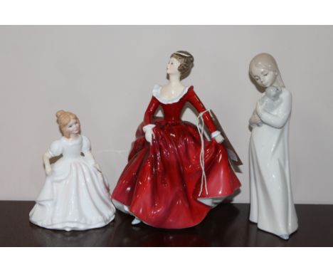 A Royal Doulton figurine Fragrance HN3311, together with a Royal Doulton figurine 'Amanda' HN2996 and a Nao figurine 'girl wi