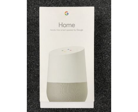 A Google Home Hands free Smart Speaker, boxed 
