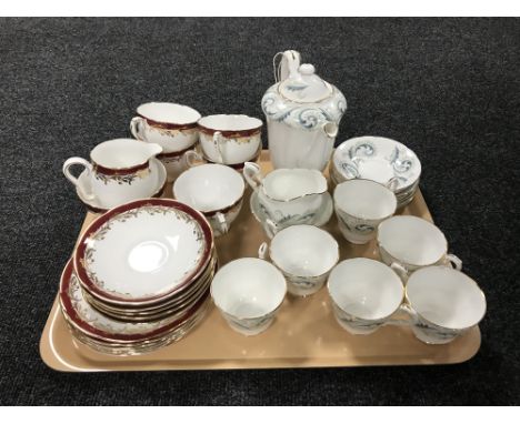 A tray containing a fifteen piece Royal Standard Garland tea service, together with eighteen further pieces of Royal Stafford